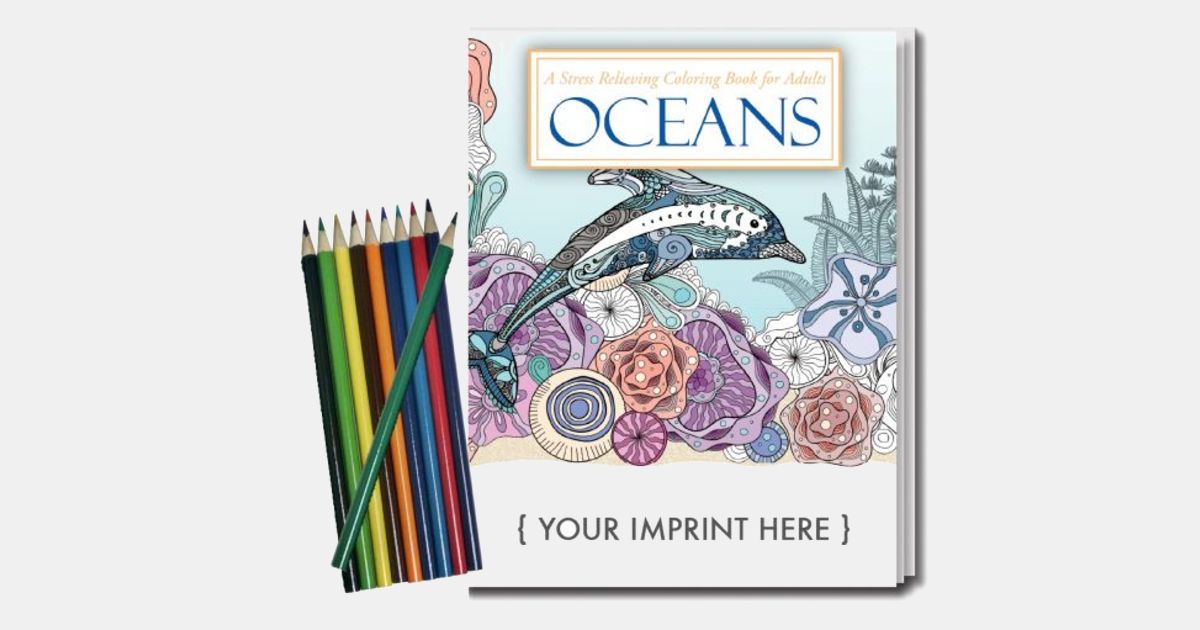 Stress Relieving Adult Coloring Book & Pencils