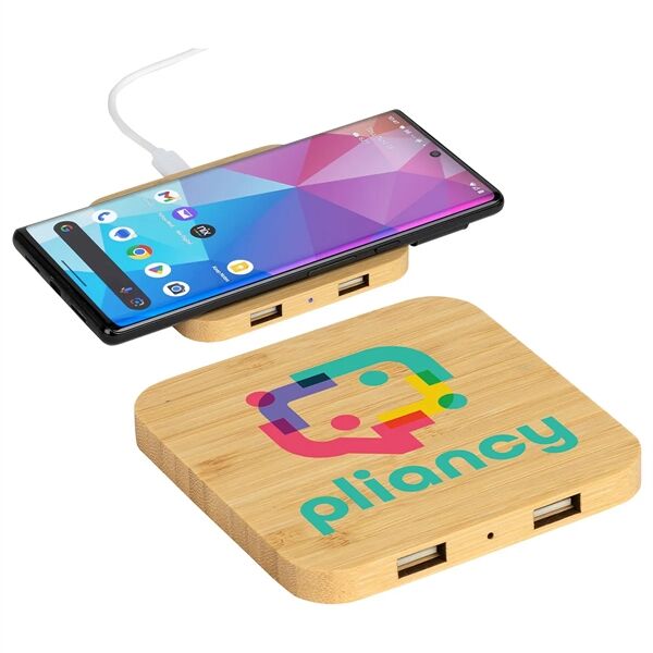 Main Product Image for Custom Printed Panda FSC Bamboo 5W Wireless Charger w/ USB Ports
