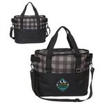 Plaid Insulated Cooler Bag - Medium Gray