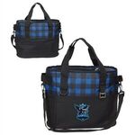 Plaid Insulated Cooler Bag - Medium Royal Blue