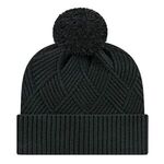 Premium Diagonal Weave Knit Cap with Cuff - Black