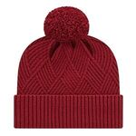 Premium Diagonal Weave Knit Cap with Cuff - Merlot Red