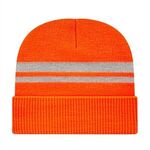 Reflective Knit Cap w/ Cuff - Hi-vis Orange