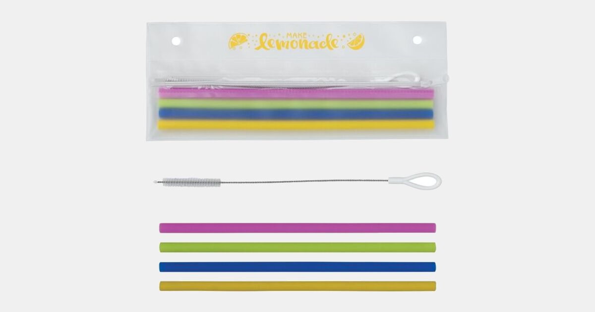 Reusable Silicone Straw Set with your logo | ImprintLogo.com