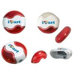 Round Pencil Sharpener Eraser Combo, Full Color Digital - Transparent Red