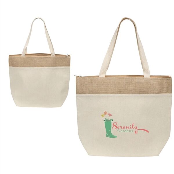 Main Product Image for Custom Printed Savanna Jute & Recycled Cotton Cooler Tote Bag