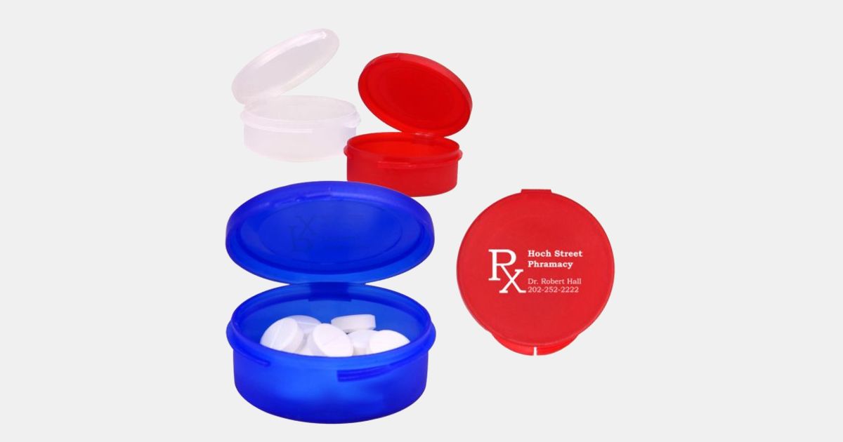 Single Compartment Plastic Pill Case with your logo
