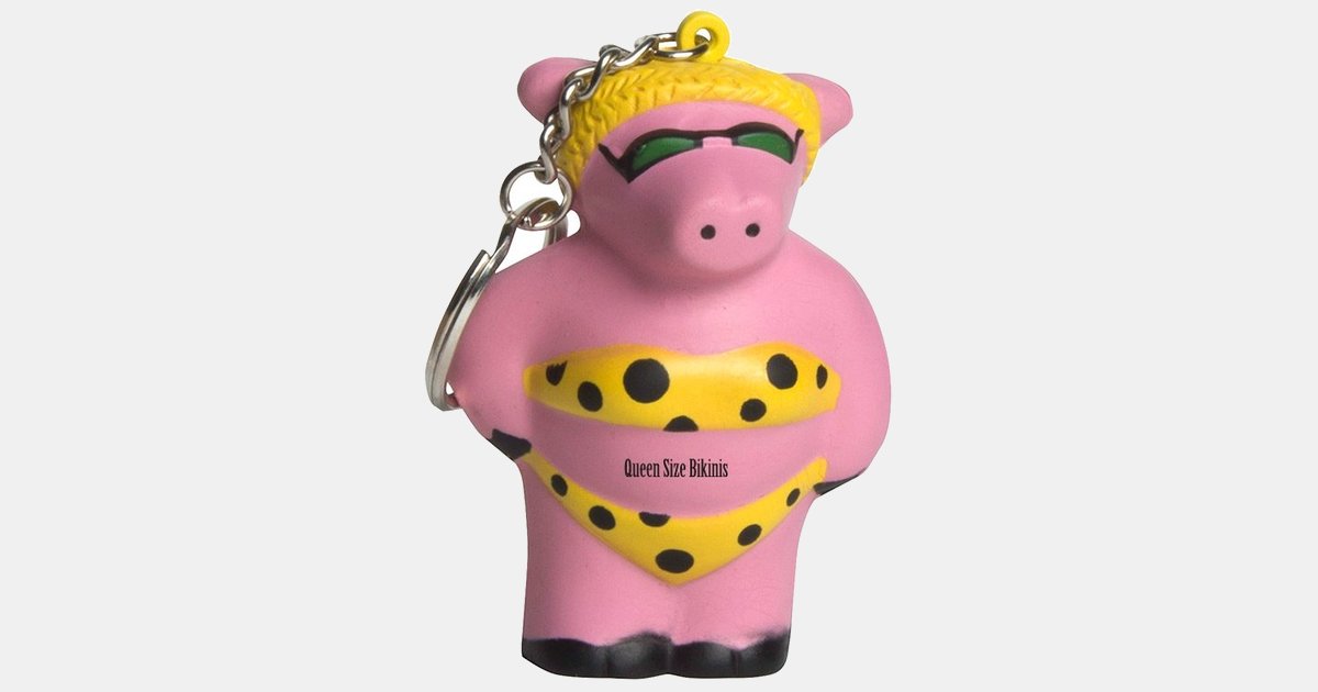 Custom Squeezies (R) Cool Pig Keyring Stress Reliever with your