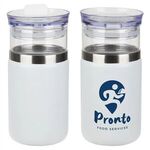 Tamari 12 oz Glass Tumbler & Vacuum Insulated Can Cooler - Medium White