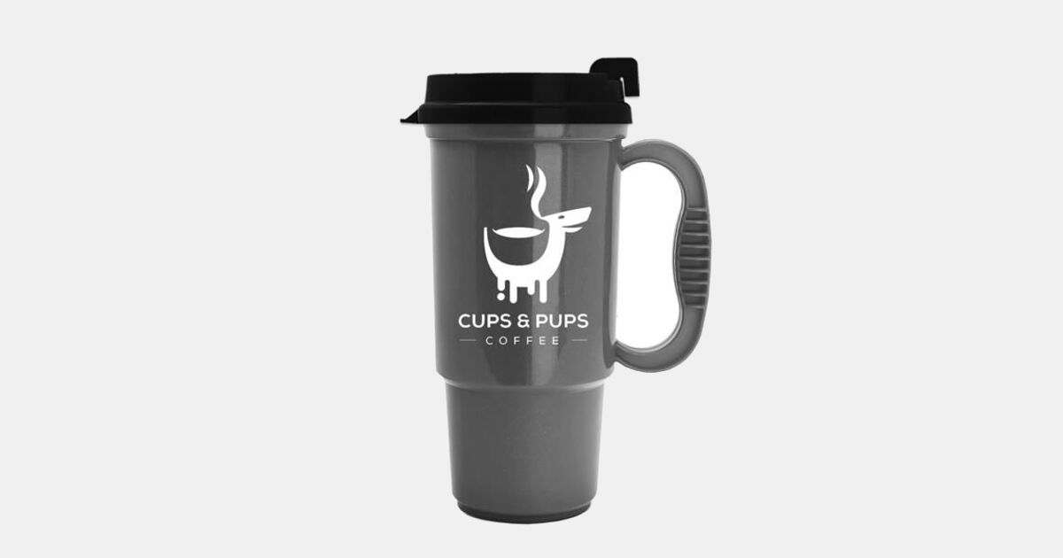 Inexpensive Commuter Travel Mugs  16 oz Auto Mug with Company Logo