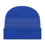 Thin Striped Knit Cap with Cuff - True Royal