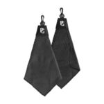 Tri-Fold Waffle Towel with Clip - Black