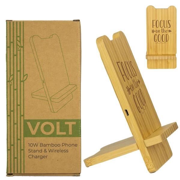 Main Product Image for Volt Bamboo Phone Stand Wireless Charger 10w 