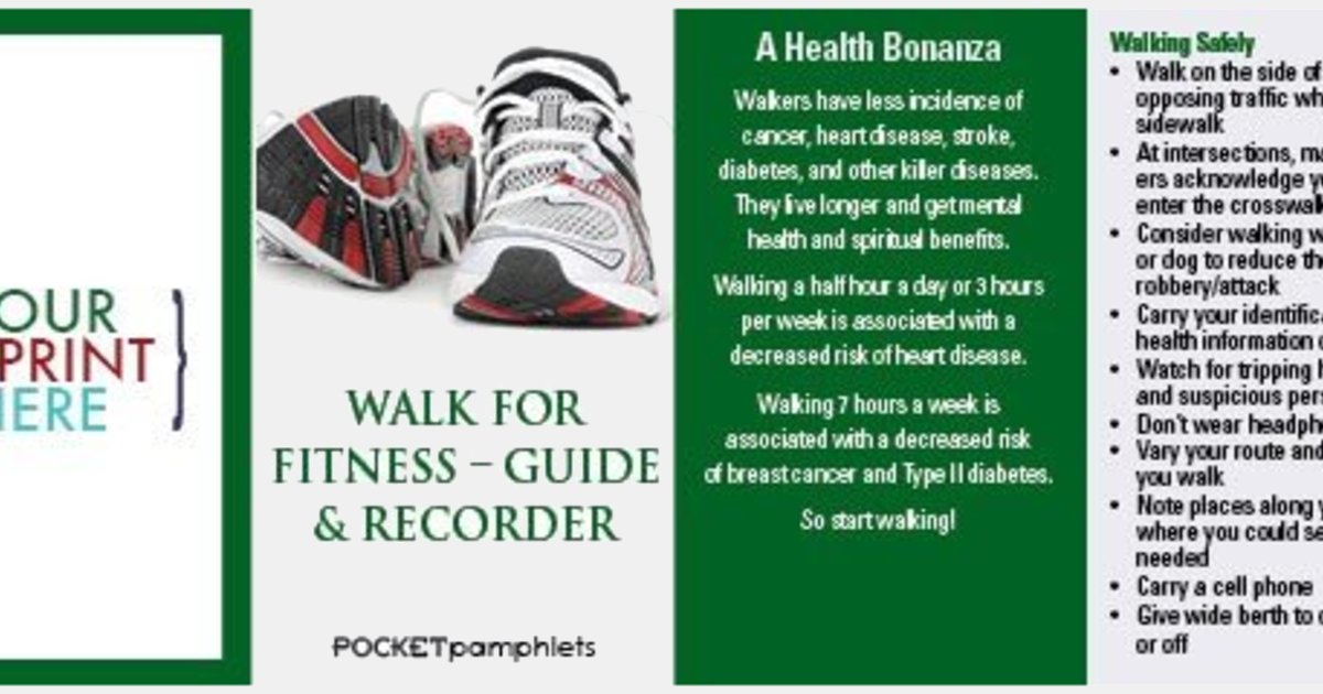 Walk For Fitness Pocket Pamphlet With Your Logo Imprintlogo Com